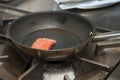 Fillet of salmon roasted in a frying pan