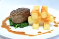 Fillet Steak with big chips Royalty Free Stock Photo