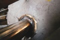 Fillet weld of nozzle for pressure vessel carbon steel background