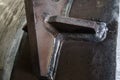 Fillet weld of pressure vessel carbon steel background Royalty Free Stock Photo