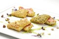 Fillets of red mullet in hazelnut crust peanuts and pistachios Royalty Free Stock Photo