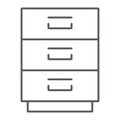 Filling cabinet thin line icon, office organize