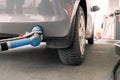 Filling car petrol. Pump gas fuel at gasoline oil station for nozzle tank. Black handle of the refueling gun. Royalty Free Stock Photo