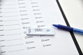 filling coronavirus test form. COVID-19 test. negative outcome Medical test form for new coronavirus rapid antigen test