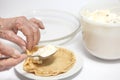 Filling a crepe Royalty Free Stock Photo