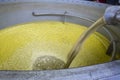 Filling fermentation tank with corn mash