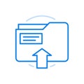 Filling folder with documents vector line icon. Open folder with collected organization files sheets. Royalty Free Stock Photo