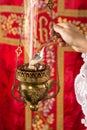 Filling incense holder Royalty Free Stock Photo