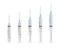 Filling injection syringe collection realistic vector set medical syringes empty and filled Royalty Free Stock Photo