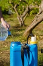 Filling a pesticide sprayer Royalty Free Stock Photo