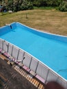 Filling and setting up the aboveground pool Royalty Free Stock Photo
