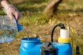 Filling a sprayer Royalty Free Stock Photo