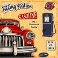 Filling station retro poster