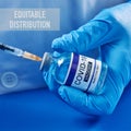 Filling a syringe with simulated covid-19 vaccine