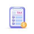 Filling tax form. Tax payment, accounting, financial management, corporate tax, taxable income concept.