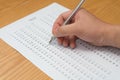Filling test score sheet Royalty Free Stock Photo