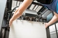 Filling up a paper into the printing machine Royalty Free Stock Photo