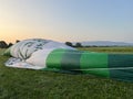 Filling with warm air and preparing the balloon for a panoramic flight over Croatian Zagorje - Croatia