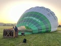 Filling with warm air and preparing the balloon for a panoramic flight over Croatian Zagorje - Croatia