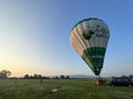 Filling with warm air and preparing the balloon for a panoramic flight over Croatian Zagorje - Croatia