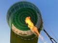 Filling with warm air and preparing the balloon for a panoramic flight over Croatian Zagorje - Croatia