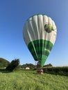 Filling with warm air and preparing the balloon for a panoramic flight over Croatian Zagorje - Croatia