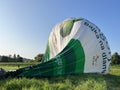 Filling with warm air and preparing the balloon for a panoramic flight over Croatian Zagorje - Croatia