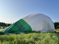 Filling with warm air and preparing the balloon for a panoramic flight over Croatian Zagorje - Croatia