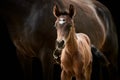 Filly foal with horse mother Royalty Free Stock Photo