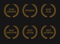 Film academy awards winners and best nominee gold wreaths on black background. Royalty Free Stock Photo