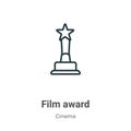 Film award outline vector icon. Thin line black film award icon, flat vector simple element illustration from editable cinema Royalty Free Stock Photo