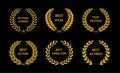 Film Awards. Gold award wreaths on black background. Vector illustration