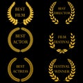 Film awards. Golden round laurel wreaths