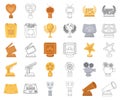 Film awards and prizes cartoon,outline icons in set collection for design. The World Film Academy vector symbol stock