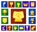 Film awards and prizes flat icons in set collection for design. The World Film Academy vector symbol stock web