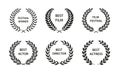 Film Awards. Set of black and white silhouette award wreath. Vector illustration Royalty Free Stock Photo