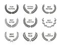 Film Awards. Set of black and white silhouette award wreath.