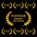 Film Awards Winners Laurels on Black Background. Vector