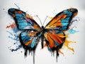 Film with bright metal butterfly isolated on white Made With Generative AI illustration