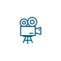 Film Camera Line Blue Icon On White Background. Blue Flat Style Vector Illustration Royalty Free Stock Photo