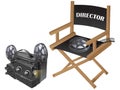 Film chair with video projector Royalty Free Stock Photo