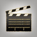 Film clap board cinema sign. Vector. Blackish icon with golden s Royalty Free Stock Photo
