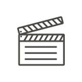 Film clap icon vector. Line movie symbol.