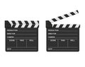 Film clappers boards isolated on white background. Blank movie clapper cinema Royalty Free Stock Photo