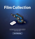 Film collection poster of isometric color design