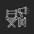 Film director chalk white icon on black background Royalty Free Stock Photo