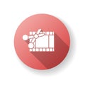 Film edit red flat design long shadow glyph icon