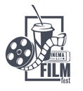 Film fest banner with filmstrip and soft drink