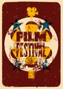 Film festival poster. Retro typographical grunge vector illustration.