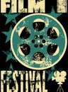 Film festival poster. Retro typographical grunge vector illustration.